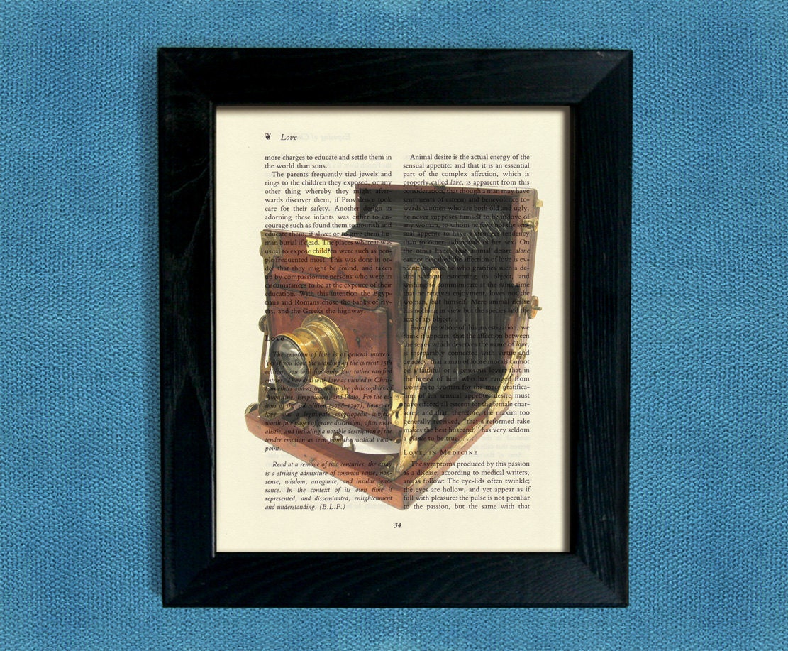 Vintage Kodak camera PRINT on salvaged vintage page book art print