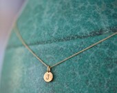 ONE Charm TIny Initial Necklace in 14k Gold Vermeil