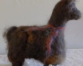 Black LLama sculpture, needle felted,