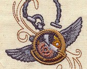 Steampunk Time flies embroidered feeding bib.