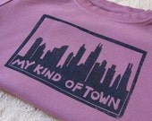 Toddler Chicago Skyline Shirt, Hand-Dyed, Hand-Printed, 2T Size