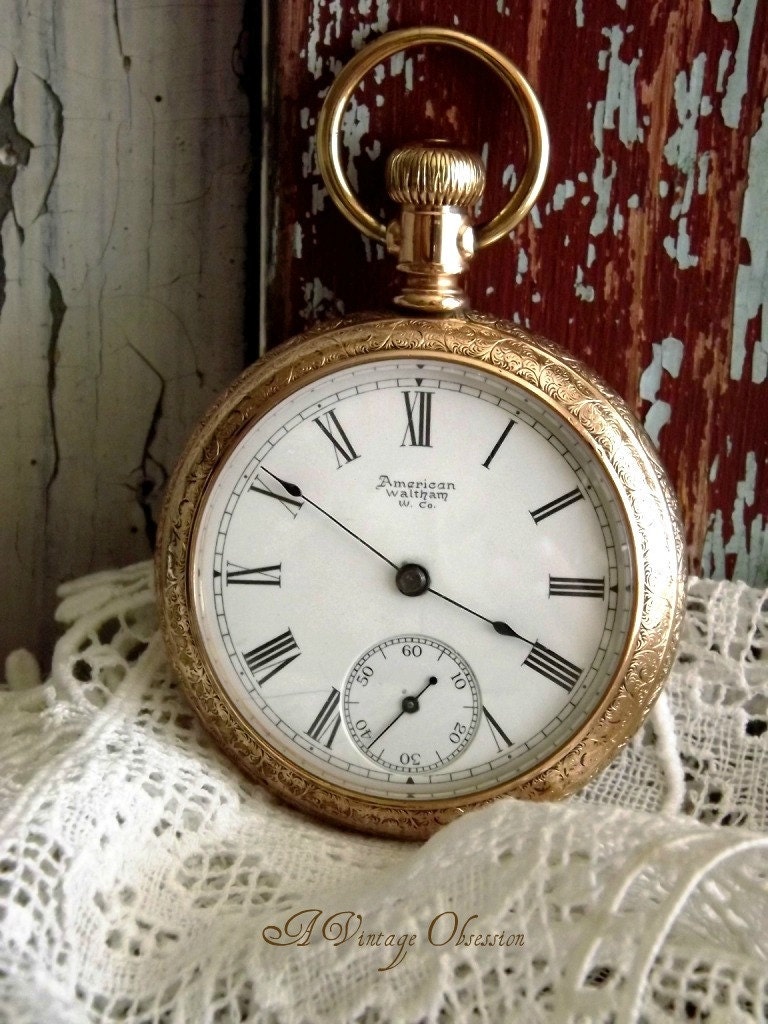Antique American Waltham Pocket Watch by avintageobsession on etsy