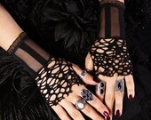 Armwarmers,Thumbhole, Stripes, Noir, Cabaret, Bellydance, Dance, Costume, Tribal, Fusion,