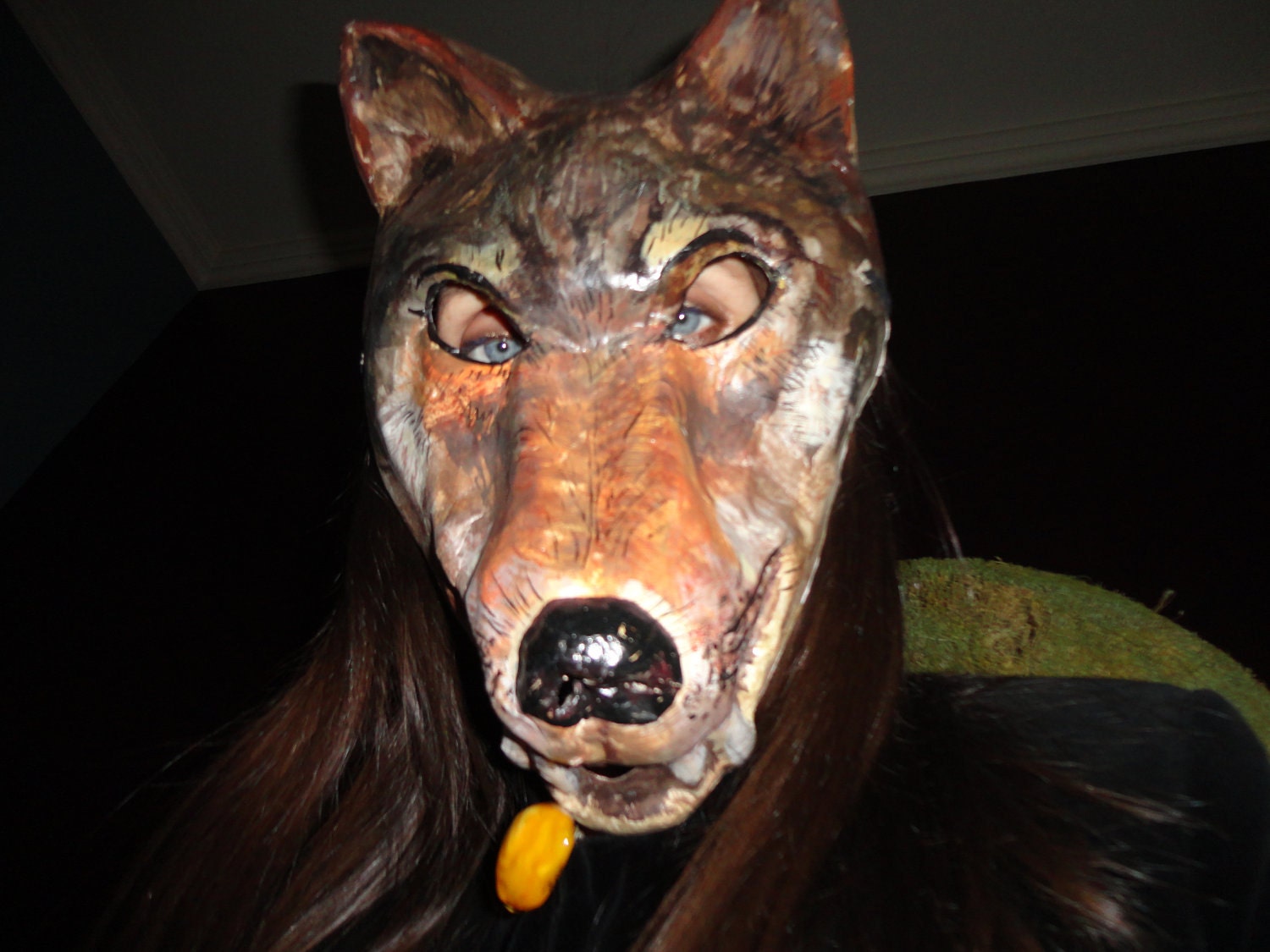 Papier mache wild wolf mask