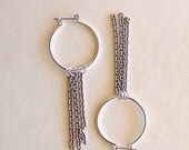 50% OFF recycled earrings - hoops - chains - silver - recycled jewelry - chained one