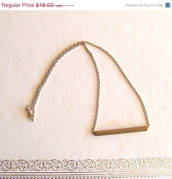 50% OFF Eichler - brass bar necklace, vintage gold chain - mid century modern - vintage & recycled jewelry