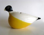 Nils Thorsson Bird Shaped Vase Royal Copenhagen Mid Century Modern Figurine Danish Columbine 2761 Black White Yellow