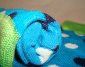 boy Preemie Newborn leg warmers blue lime green polka dots crawler covers short