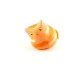 Cute Orange Clay Cat Miniature - Ceramic Pet Sculpture - RedandMain