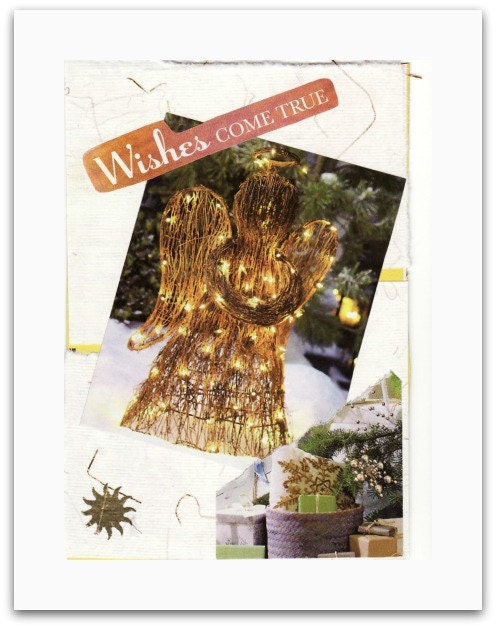 WISHES COME TRUE original handmade collage art Christmas card blank inside
