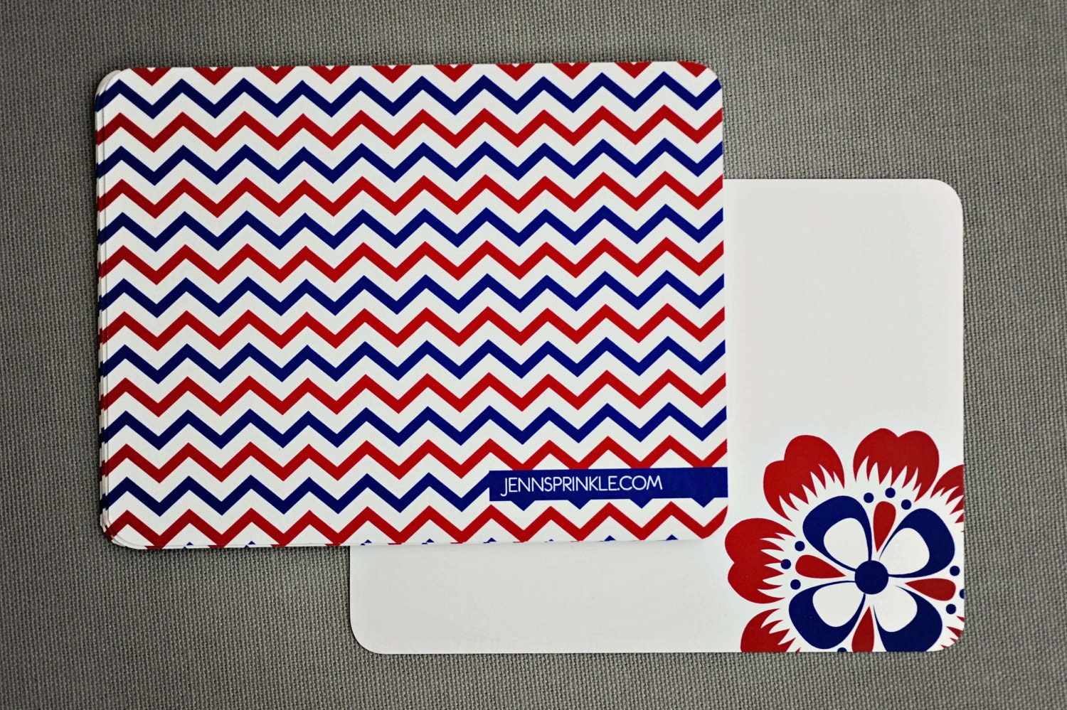 Set of 10 notecards with envelopes - Blue & Red