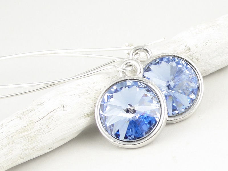 Winter Earrings Ice Blue Earrings Cold Swarovski Crystal Earrings Sterling Silver Jewelry Light Sapphire