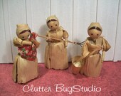 Trio of Vintage Corn Husk Dolls