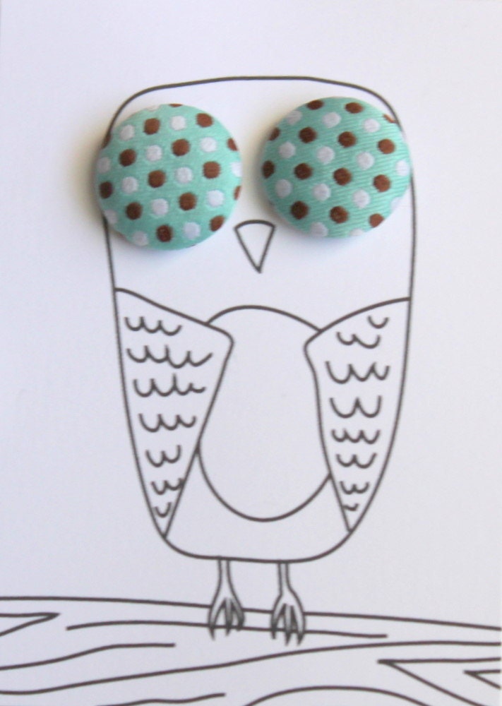 SALE Darling Button Earrings on Owl Card by Uptown Avenue