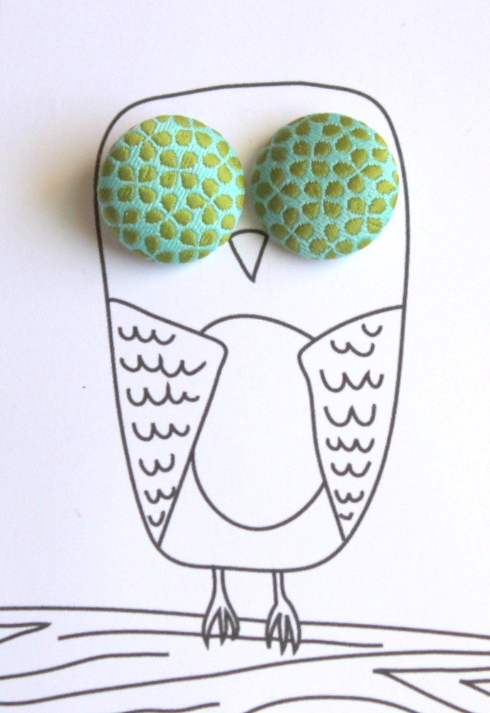 SALE Darling Button Earrings on Owl Card by Uptown Avenue