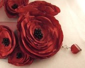 Red and Silver Roses Bib Necklace