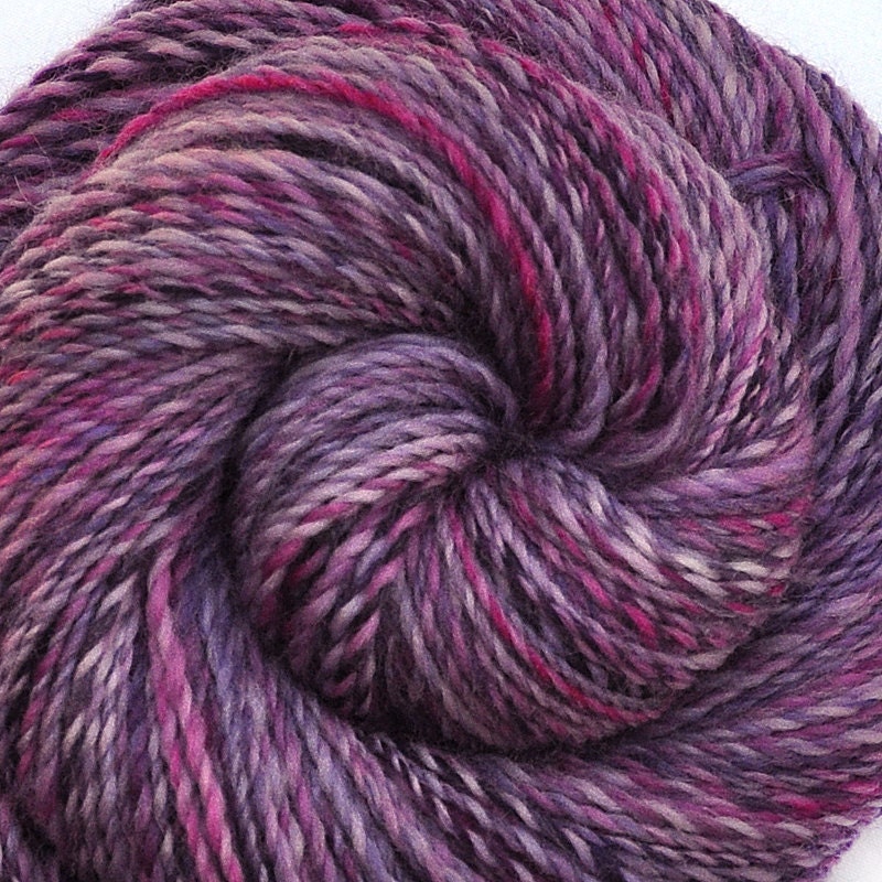 Handspun yarn - GRAPE TWIST - Handpainted Superwash wool, worsted weight, 245 yards