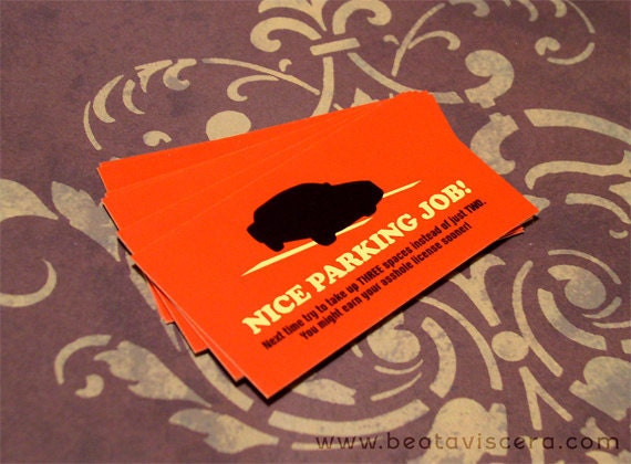10 Sarcastic Bad Parking Note Cards - Snarky Funny Notecard Set - Snark - Passive Aggressive - Subversive