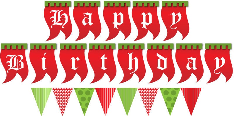 Knights and Dragons Birthday Party Banner and Garland