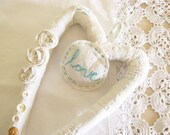 Shabby & Chic Wedding Heart Wreath Eco Chic Re purposed Vintage Lace, Linen and Buttons by Mycherrytree