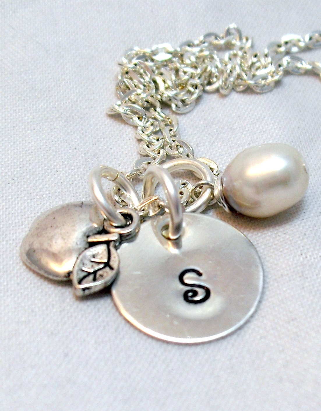 Teacher Thank you Teacher Gift Initial Apple Necklace Monogrammed Sterling Silver Charm Necklace with Apple Charm