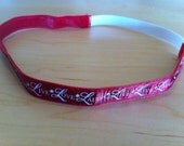 Maroon/White Live-Love-Laugh Headband (5/8" wide)