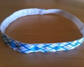 Blue/White Argyle Headband (5/8" wide)