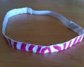 Pink/White Zebra Headband (5/8" wide)