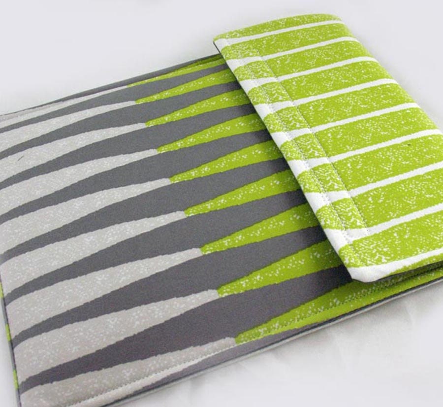 iPad cover case - Water Resistant Neoprene Padded Protective iPad sleeve - Bamboo Chartreuse