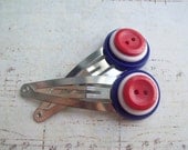 Button Snap Hair Clips in Red, White & Blue - DixiesNightOwl