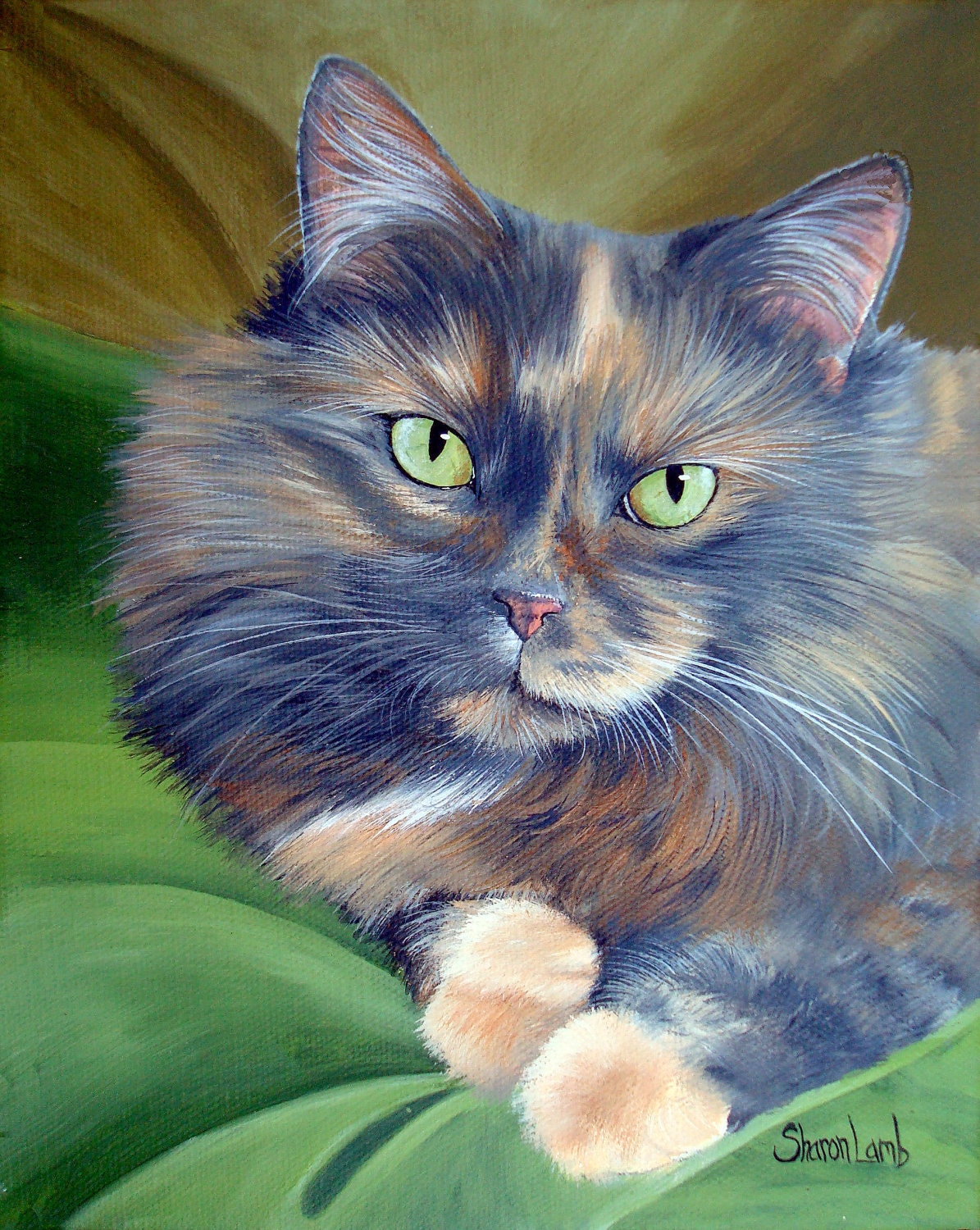 Hand Painted 8x10 Commissioned Pet Portrait Painting any Animal Artist Sharon Lamb
