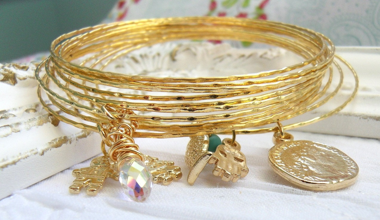 Golden Dozen light Bangles / Bracelets for Good Luck