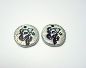 Jack Russell Terrier Silver and Black Handmade Polymer Clay Beads