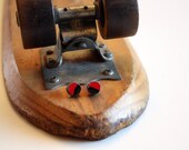 Recycled Skateboard Itty Bitty Stud Earrings-Black and Red