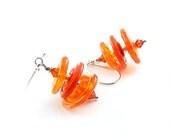 Tangerine Tango Earrings, Handcrafted Sterling Silver & Citrus Orange Lampwork Glass Beaded Drops, OOAK