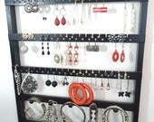 Jewelry Display, 20 Peg Bracelet Necklace Holder, 54 Plus Pairs, Ebony Stain, Oak, Hardwood, Boutique Quality & Design, 6/9