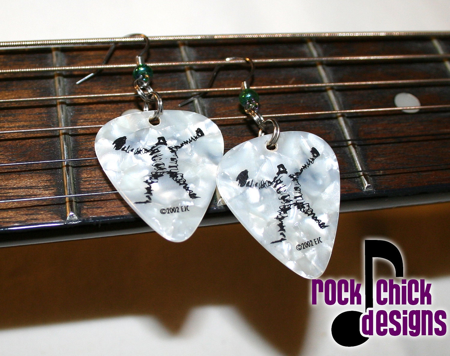 SALE --  Jerry Garcia Signature Doodle Guitar Pick Earrings -- SALE