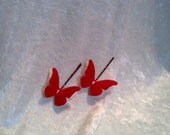 Felt Butterfly Wings Hair Clip Red and White Spring  Bobby Pins Perfect for Valentines