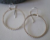 Beaded Sterling Silver Circle Hoop Earrings Gift Under 50, Fashion, Valetine's Day Gift