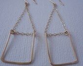 Rectangle Dangler Earrings in 14K Gold Filled, Gift Under 50, Etsy Fashion, Valetine's Day Gift