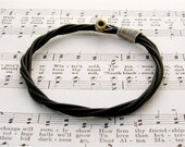 Recycled Bass Guitar String Bracelet BLACK colored with brass ball end attached Unisex SMALL free shipping to US