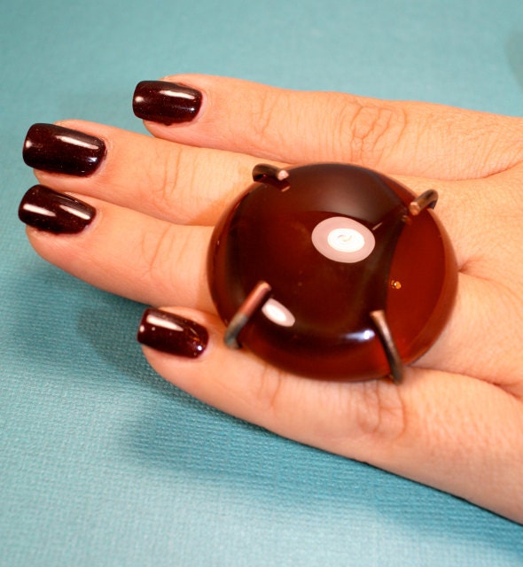 Cocktail Ring Extra Large Carnelin and Copper Cocktail Ring Persimmon Jewelry Fashion