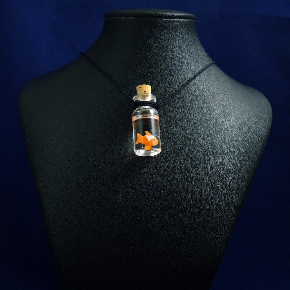 Goldfish Specimen Jar Necklace  - Handmade Biology Inspired Jewelry