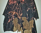 Black and leopard scrappy tunic with discharged design Plus size