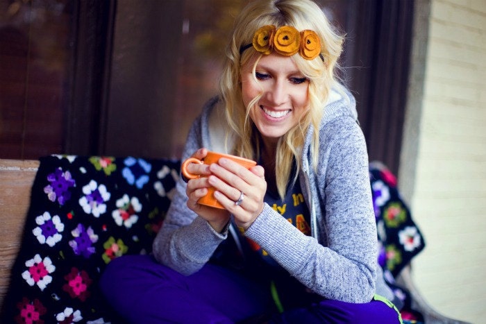 golden rod poppy garland headband.