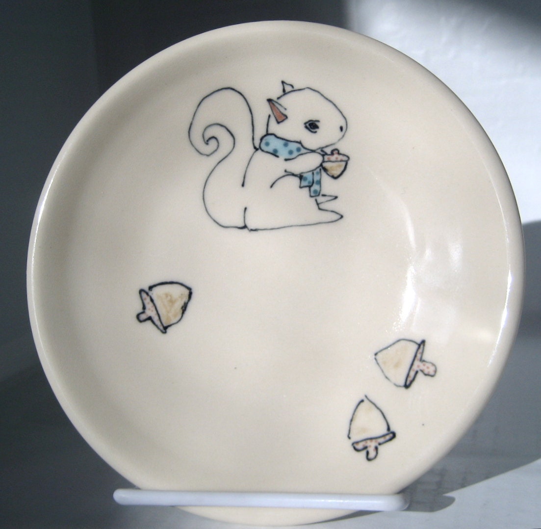 Squirrel and Acorns Lunch Plate/ Dessert Plate