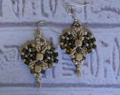 Micro macrame earrings in matte metallic Khaki and hemp.