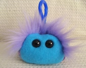 Mini monster plush keychain, purple and blue plaid fleece, Petey the Posh