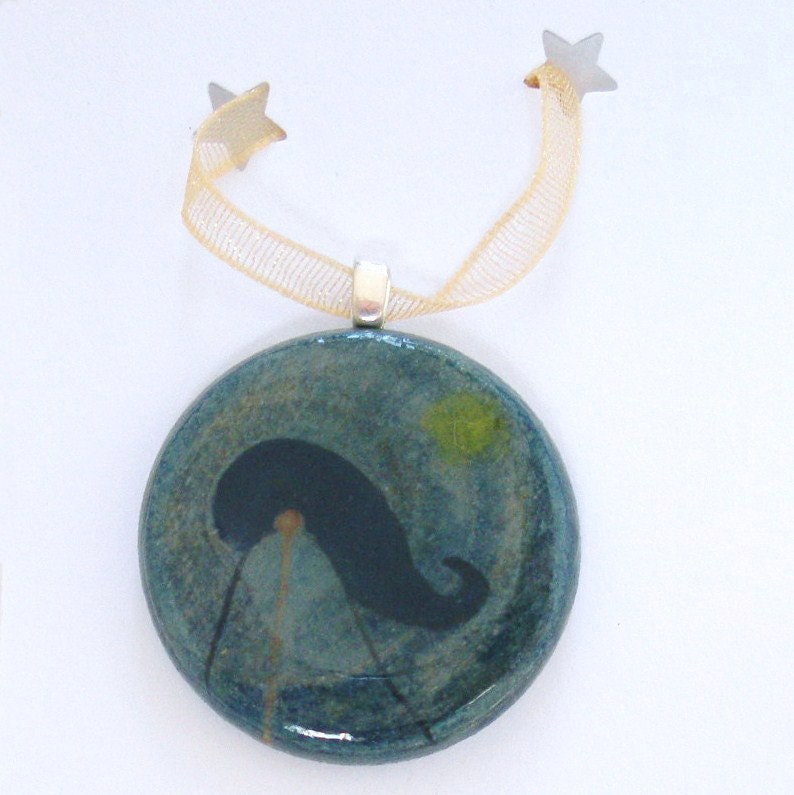 Art Pendant, Lady Cyan, a wearable piece of original art for your lovely neck