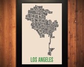 LOS ANGELES California Typography Map Print - 12" x 18"